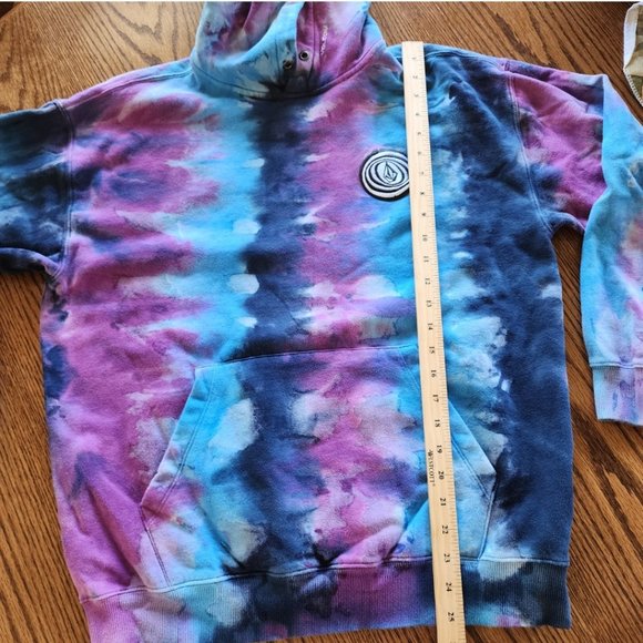 Volcom Scrowed Ballpoint Blue Tie Dye Pullover Hoodie Sweater Men Small - Picture 6 of 6